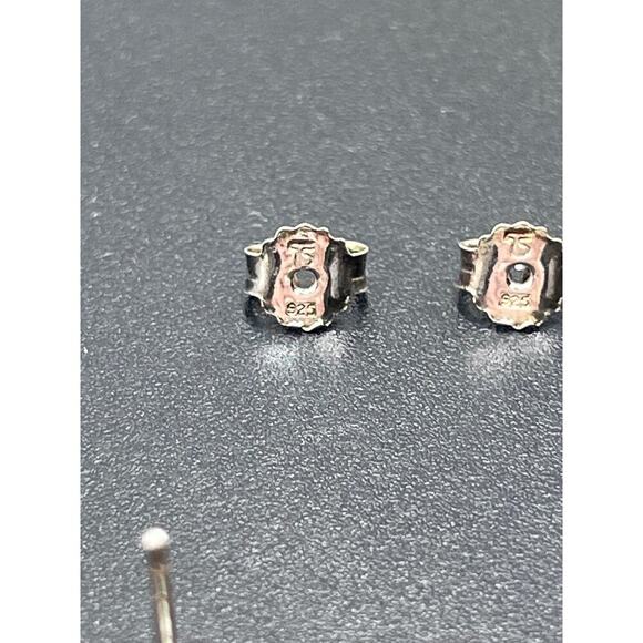 Signed‎ Designer 925 Sterling Silver Round Blue Topaz Drop Pierced Earrings - Picture 10 of 11